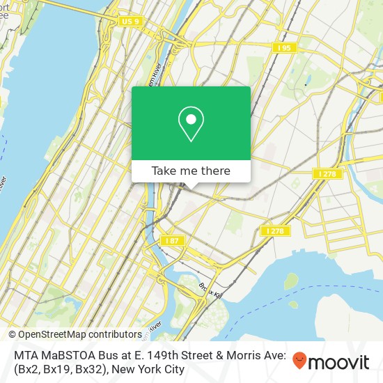 MTA MaBSTOA Bus at E. 149th Street & Morris Ave: (Bx2, Bx19, Bx32) map