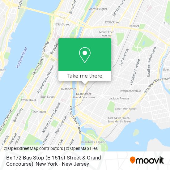 Bx 1 / 2 Bus Stop (E 151st Street & Grand Concourse) map