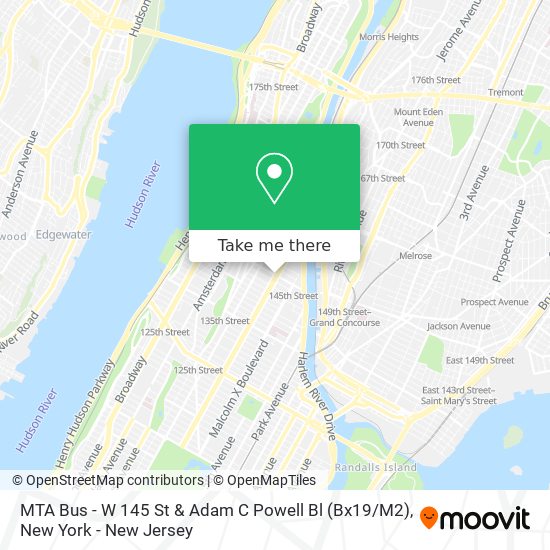 MTA Bus - W 145 St & Adam C Powell Bl (Bx19 / M2) map