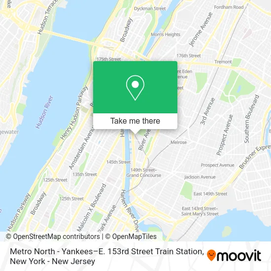 Metro North - Yankees–E. 153rd Street Train Station map