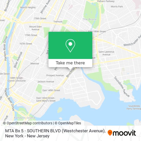 MTA Bx 5 - SOUTHERN BLVD (Westchester Avenue) map