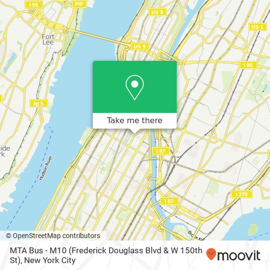 MTA Bus - M10 (Frederick Douglass Blvd & W 150th St) map