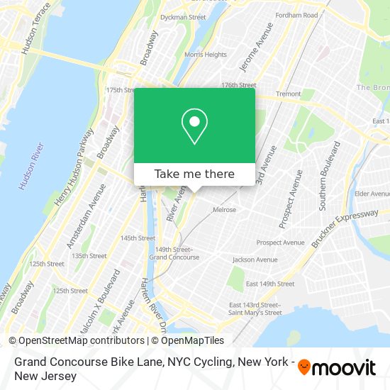 Mapa de Grand Concourse Bike Lane, NYC Cycling