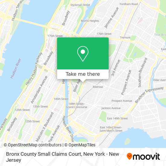 Bronx County Small Claims Court map