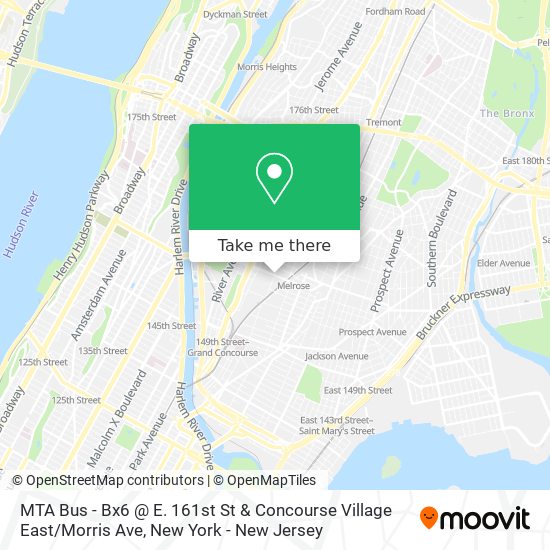 Mapa de MTA Bus - Bx6 @ E. 161st St & Concourse Village East / Morris Ave