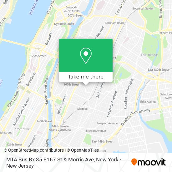 Mapa de MTA Bus Bx 35 E167 St & Morris Ave