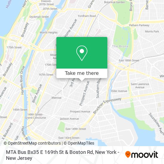 MTA Bus Bx35 E 169th St & Boston Rd map