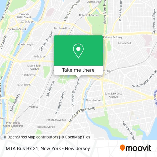 Mapa de MTA Bus Bx 21