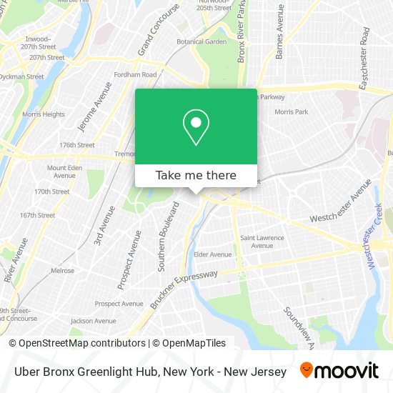 Mapa de Uber Bronx Greenlight Hub