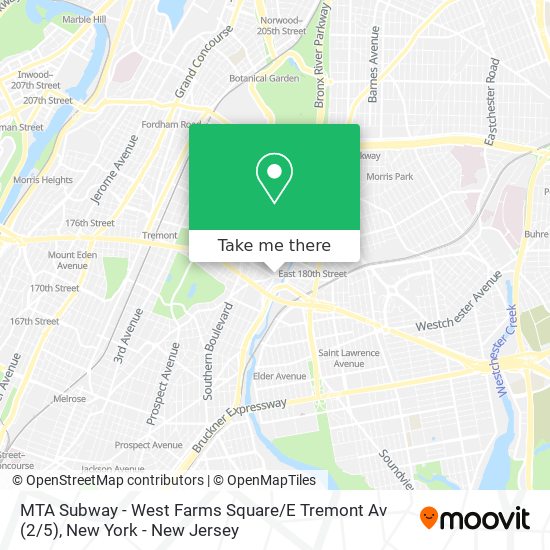Mapa de MTA Subway - West Farms Square / E Tremont Av (2 / 5)