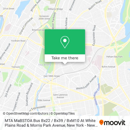 MTA MaBSTOA Bus Bx22 / Bx39 / BxM10 At White Plains Road & Morris Park Avenue map