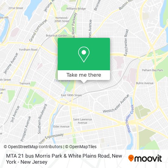 Mapa de MTA 21 bus Morris Park & White Plains Road