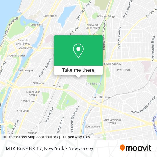 MTA Bus - BX 17 map
