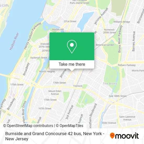 Burnside and Grand Concourse 42 bus map