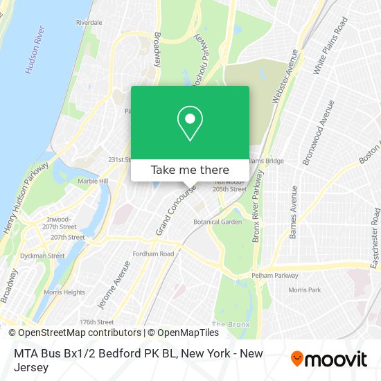 Mapa de MTA Bus Bx1/2 Bedford PK BL
