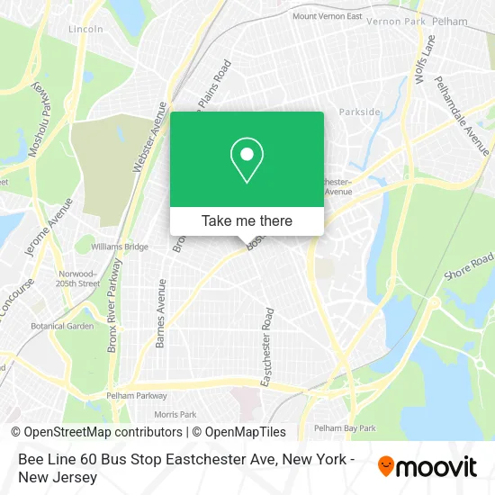 Bee Line 60 Bus Stop Eastchester Ave map