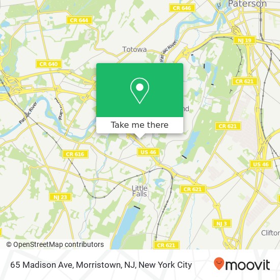 Mapa de 65 Madison Ave, Morristown, NJ