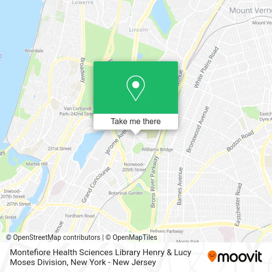 Montefiore Health Sciences Library Henry & Lucy Moses Division map