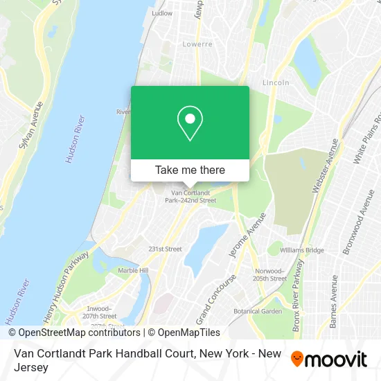 Van Cortlandt Park Handball Court map