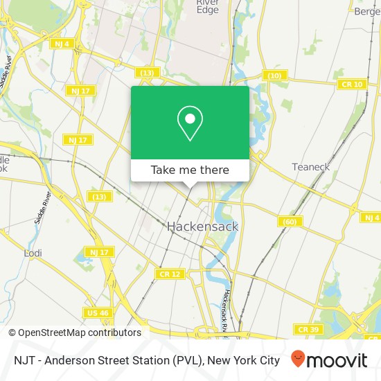 Mapa de NJT - Anderson Street Station (PVL)