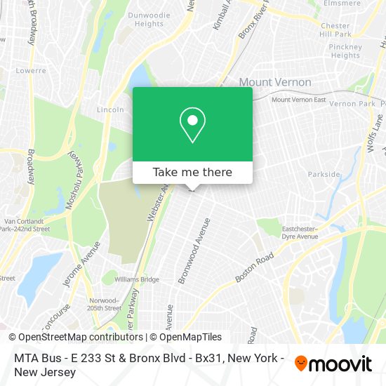 Mapa de MTA Bus - E 233 St & Bronx Blvd - Bx31