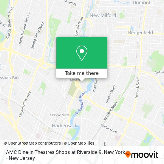 How to get to AMC Dine-in Theatres Shops at Riverside 9 in Hackensack, Nj  by Bus, Train or Subway?