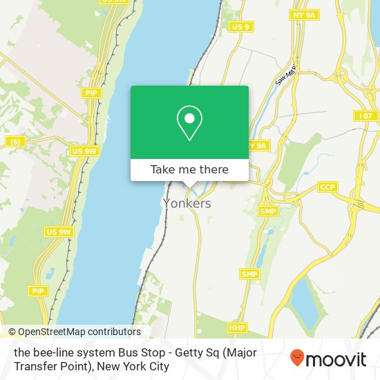 Mapa de the bee-line system Bus Stop - Getty Sq (Major Transfer Point)