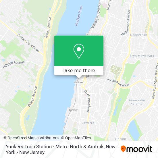 Yonkers Train Station - Metro North & Amtrak map