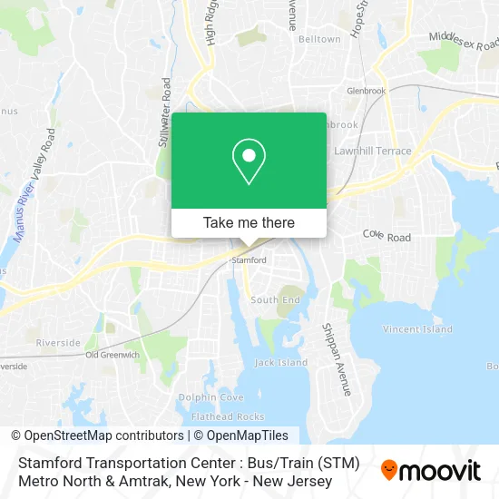 Mapa de Stamford Transportation Center : Bus / Train (STM) Metro North & Amtrak