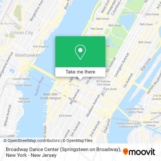 Mapa de Broadway Dance Center (Springsteen on Broadway)