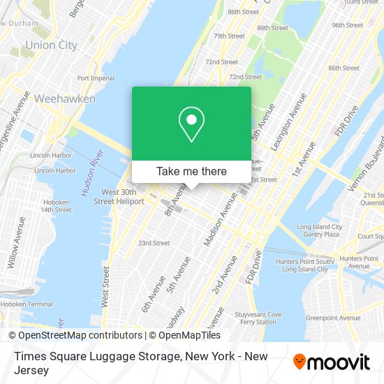 Mapa de Times Square Luggage Storage