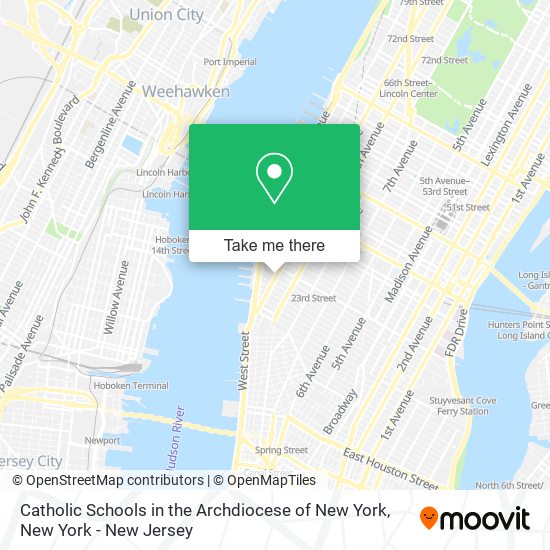 Catholic Schools in the Archdiocese of New York map