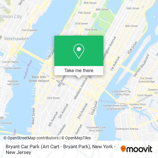 Mapa de Bryant Car Park (Art Cart - Bryant Park)