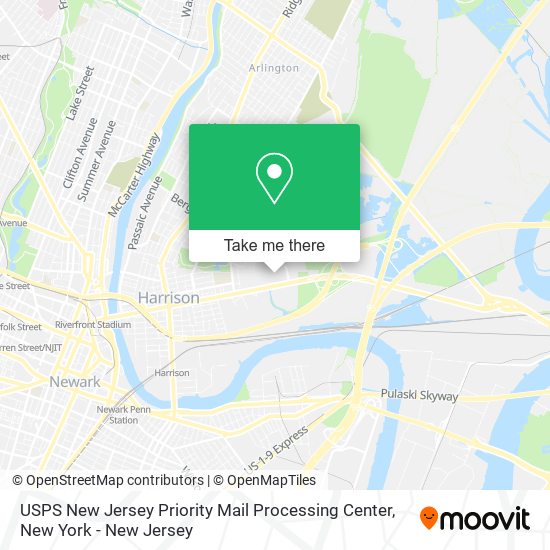 USPS New Jersey Priority Mail Processing Center map