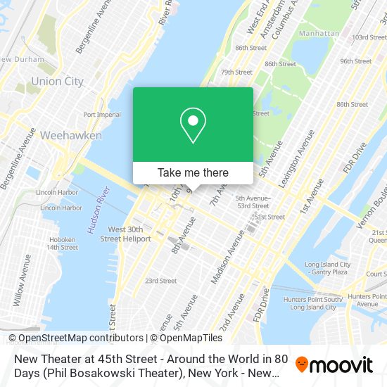 New Theater at 45th Street - Around the World in 80 Days (Phil Bosakowski Theater) map