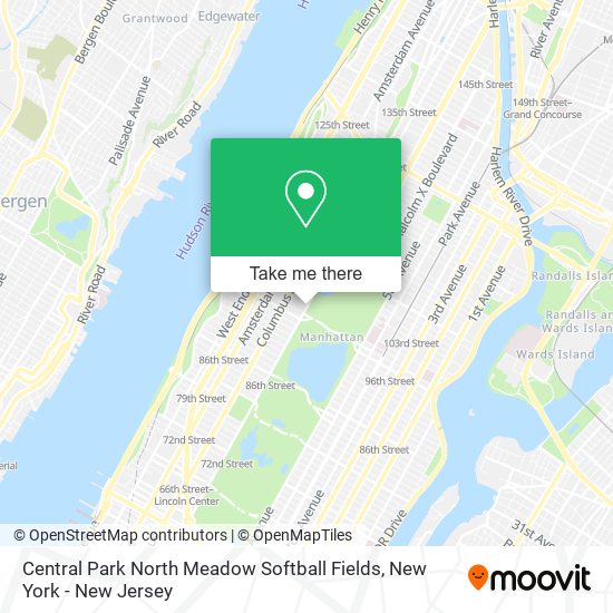 Central Park North Meadow Softball Fields map