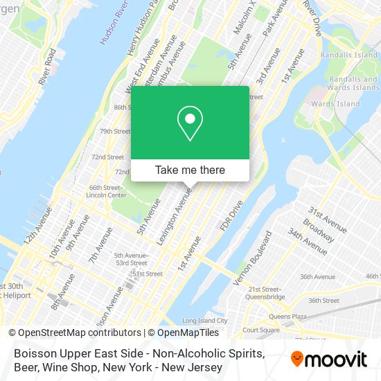 Mapa de Boisson Upper East Side - Non-Alcoholic Spirits, Beer, Wine Shop