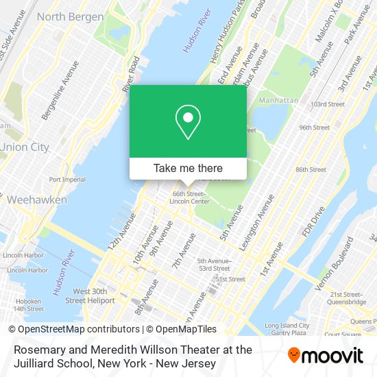 Rosemary and Meredith Willson Theater at the Juilliard School map