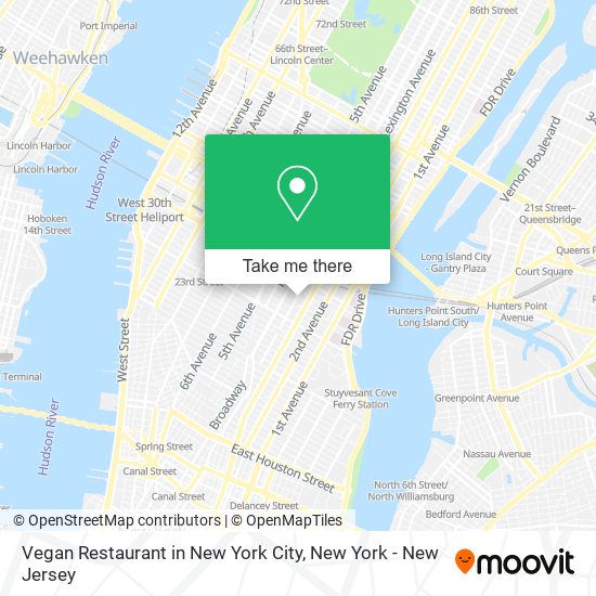 Mapa de Vegan Restaurant in New York City