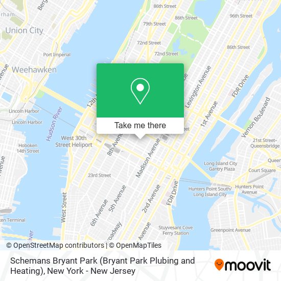 Mapa de Schemans Bryant Park (Bryant Park Plubing and Heating)