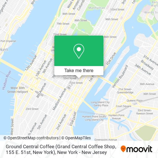 Ground Central Coffee (Grand Central Coffee Shop, 155 E. 51st, New York) map