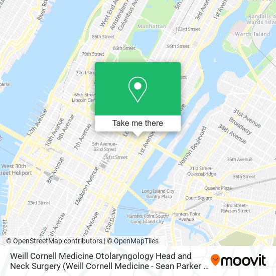 Mapa de Weill Cornell Medicine Otolaryngology Head and Neck Surgery