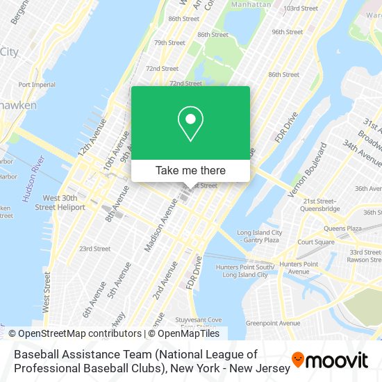 Baseball Assistance Team (National League of Professional Baseball Clubs) map