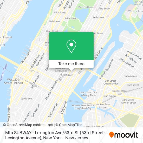 Mta SUBWAY - Lexington Ave / 53rd St (53rd Street-Lexington Avenue) map