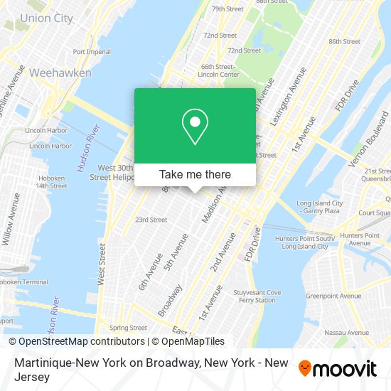 Martinique-New York on Broadway map