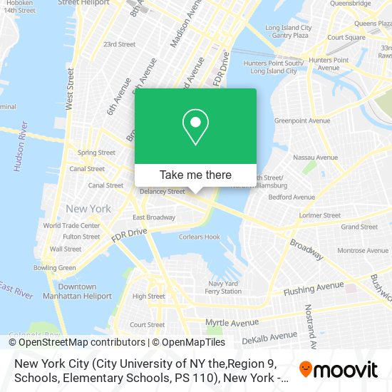 New York City (City University of NY the,Region 9, Schools, Elementary Schools, PS 110) map