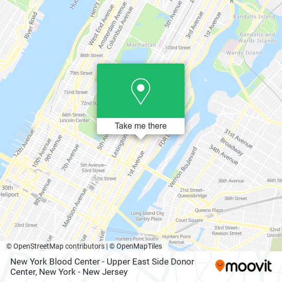 New York Blood Center - Upper East Side Donor Center map