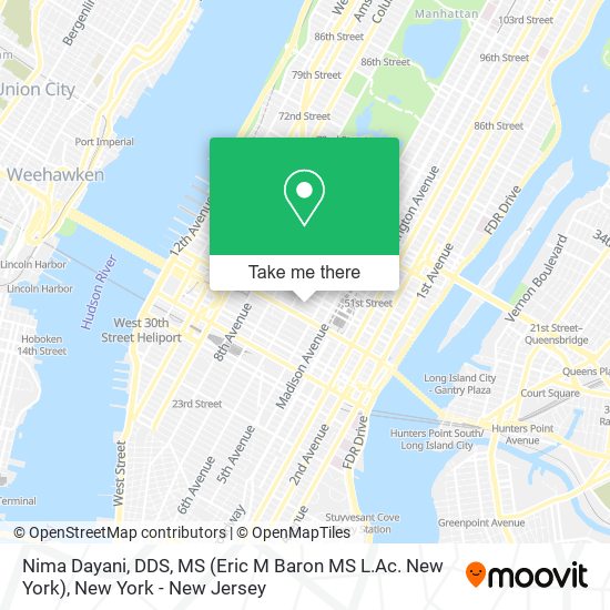 Mapa de Nima Dayani, DDS, MS (Eric M Baron MS L.Ac. New York)