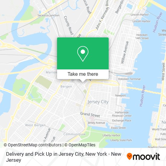 Delivery and Pick Up in Jersey City map