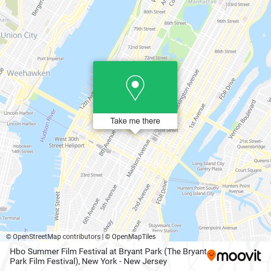 Mapa de Hbo Summer Film Festival at Bryant Park (The Bryant Park Film Festival)